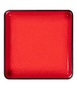 Assiette creuse carré rouge porcelaine 24x24 cm Fractal Rak