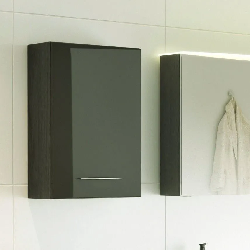 Armoire murale Florent 40cm 1 porte - graphite/gris brillant