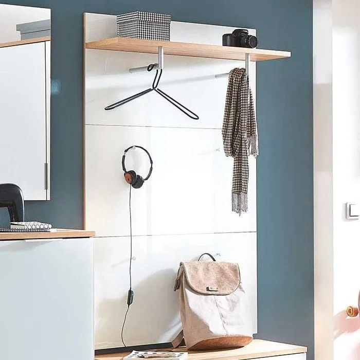 Portemanteau Tille H144 x L89cm - blanc/chêne