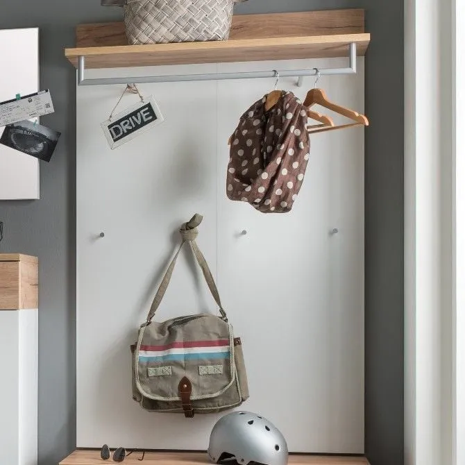 Portemanteau Stoffel H146 x L96 cm - blanc/chêne