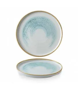 Assiette à bord droit rond Aquamarine porcelaine vitrifiée Ø 26 cm Stonecast Churchill