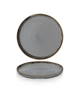 Assiette à bord droit rond gris porcelaine vitrifiée Ø 21 cm Harvest Dudson