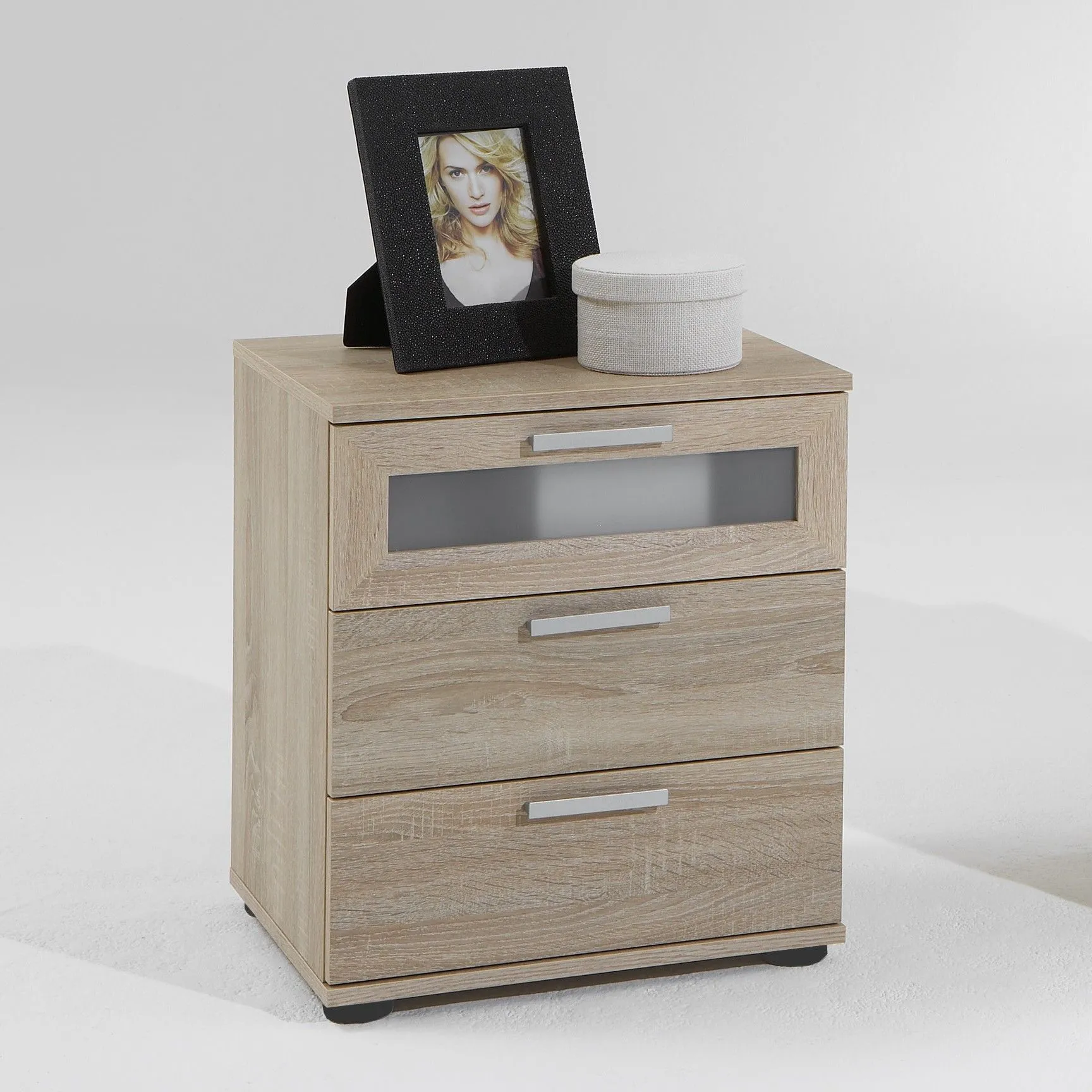 Table de chevet Jack à 3 tiroirs - chêne brun