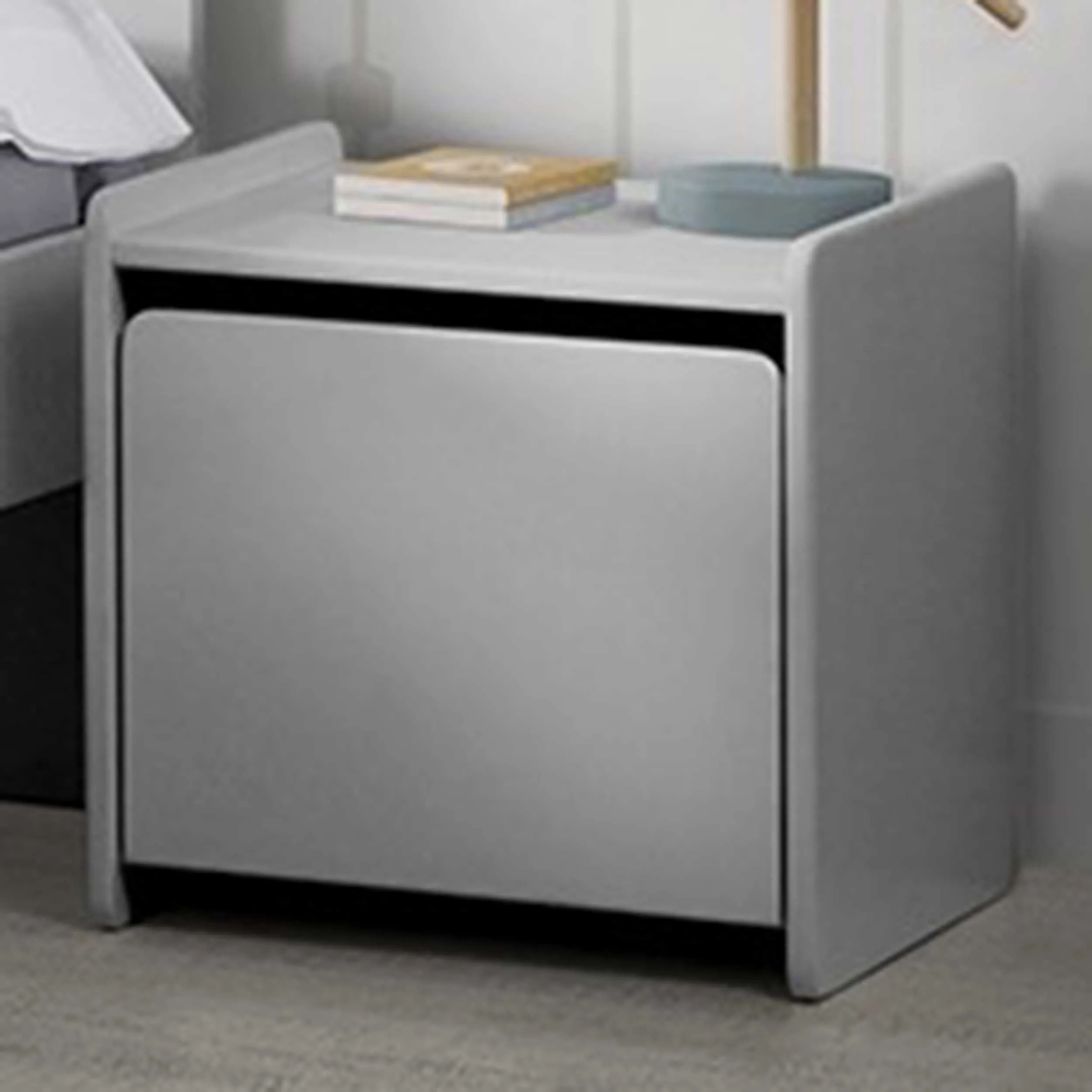 Table de chevet Kiddy avec espace de rangement - gris clair