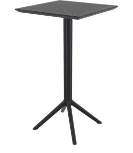 Table de bar de terrasse carré noir 108x60x60 cm Kys