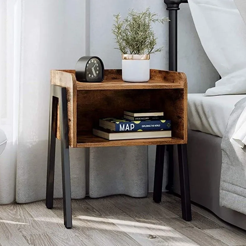 Table de chevet Elodie industriel - brun/noir