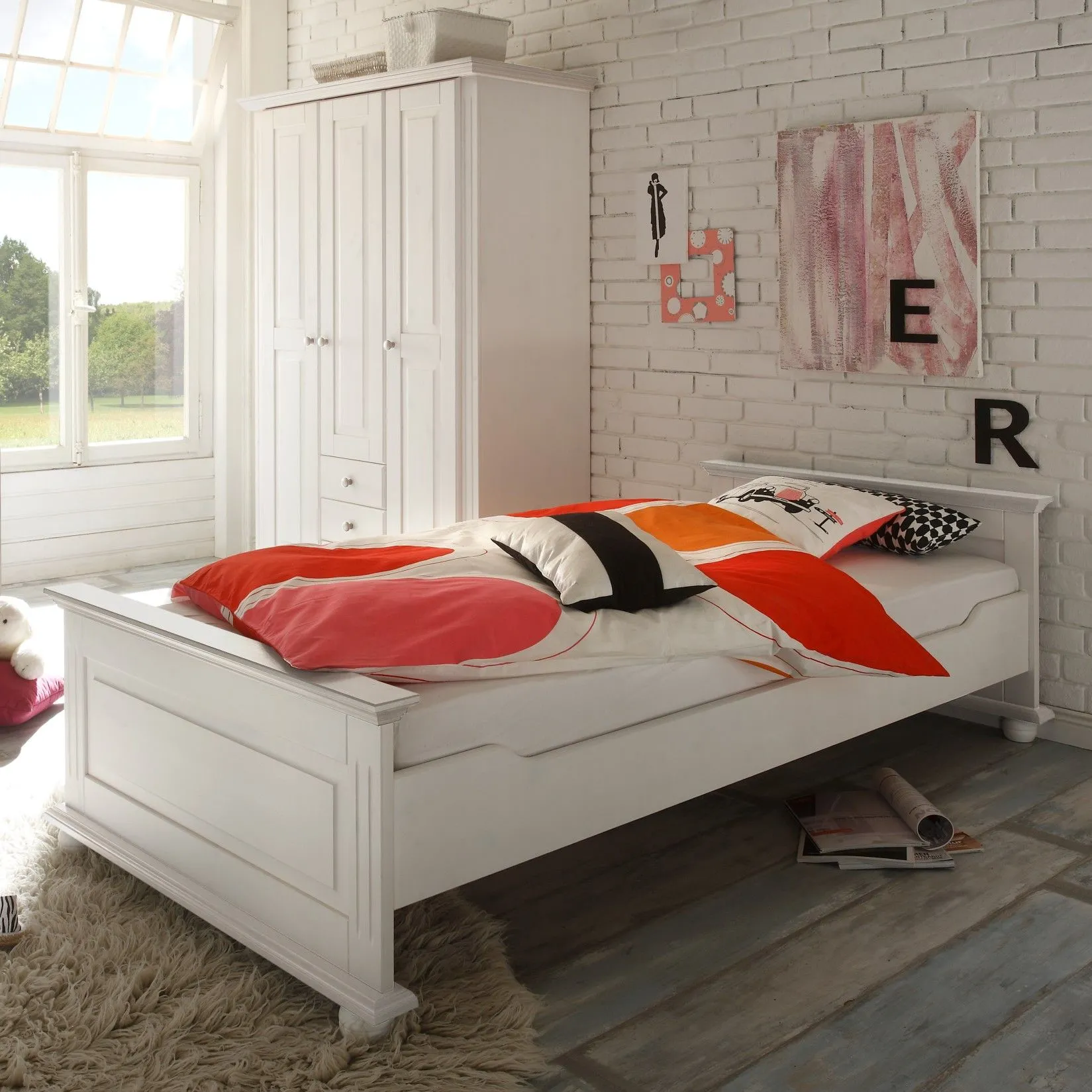 Lit simple Laurel 90x200 - blanc