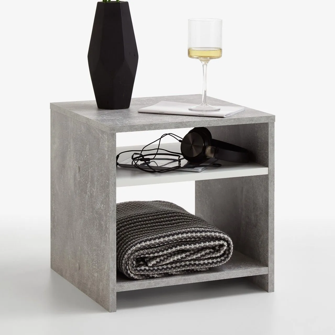 Table d'appoint Linn - béton/blanc