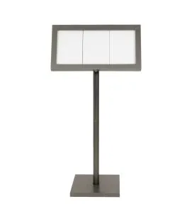 Porte-menu lumineux rectangulaire gris 3 pages led Securit