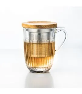 Théière avec couvercle rond transparent verre pressé 36 cl Ø 9 cm Ouessant La Rochere