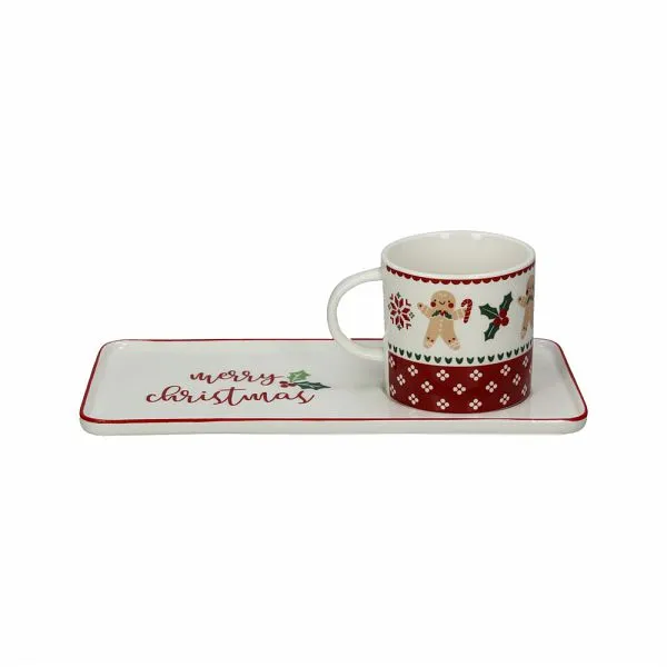 Tognana Set Cup with Rectangular Plate Christmas 160 Cc New Milk&C