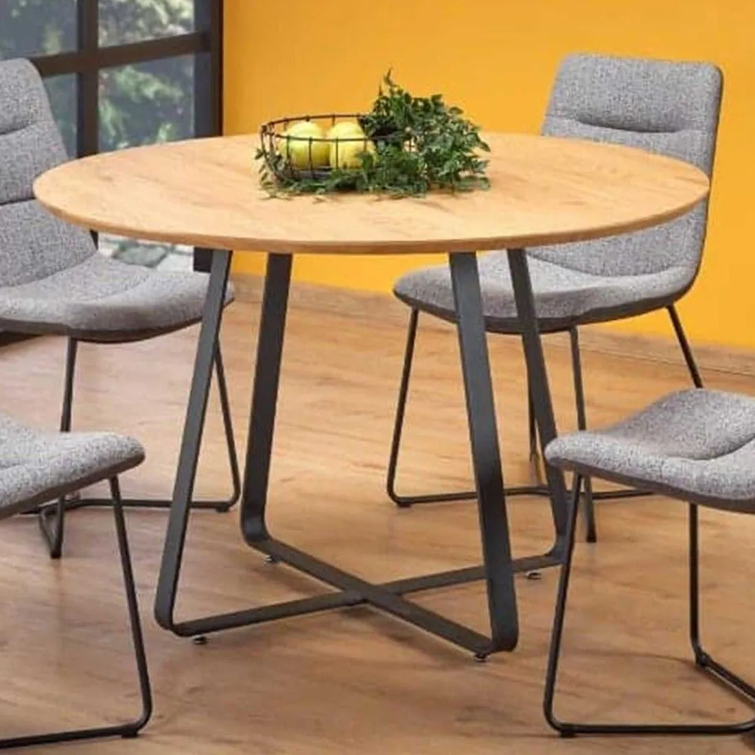 Table à manger ronde Nole ø120cm - brun/noir