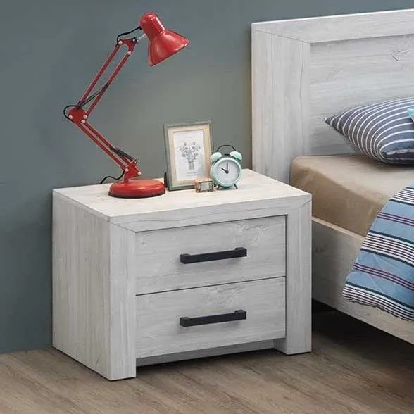 Table de chevet Elvira 2 tiroirs - chêne blanc