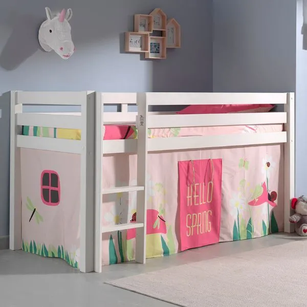 Lit mi-hauteur Charlotte avec tente de lit Spring - blanc