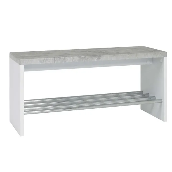 Banc Tillio 81cm, 1 étagère - chrome/décor en béton