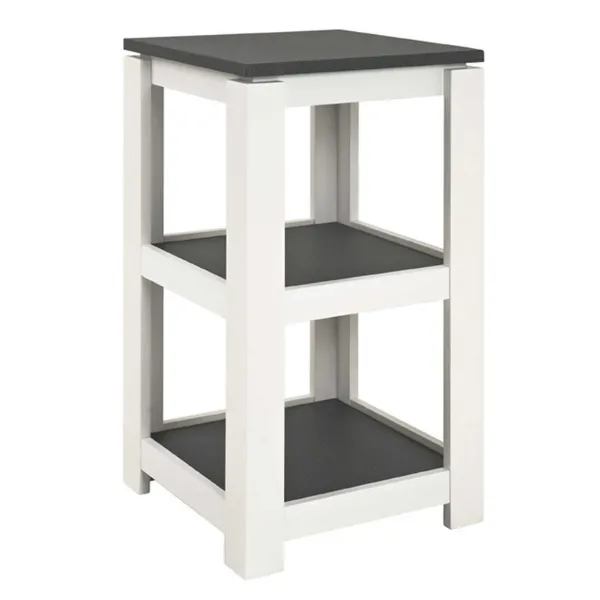 Table d'appoint Marius 40x40cm, 1 étagère - blanc/anthracite