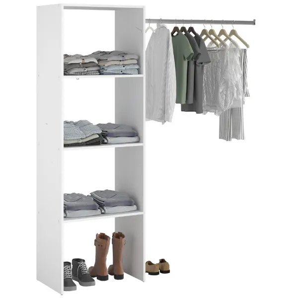 Armoire Botan B - 160cm, 3 planches & 1 tringle - blanc