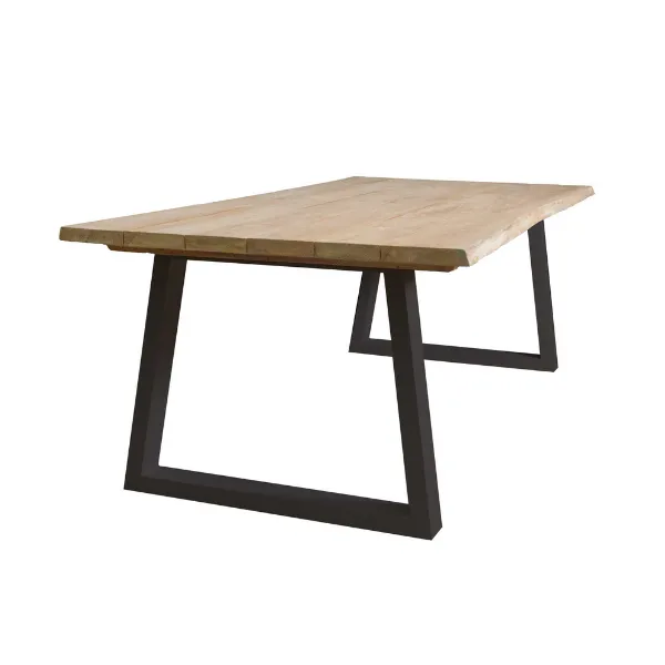 Table de jardin Tree Trunk 240 x 100 cm - gris foncé/teak
