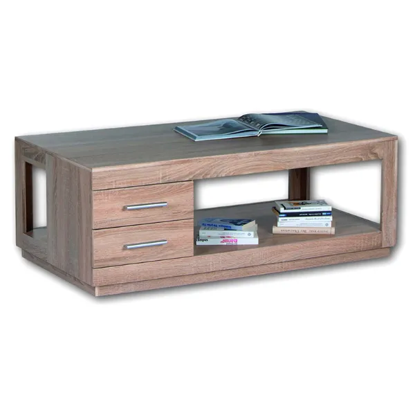 Table basse Torben 120cm avec 2 tiroirs - chêne