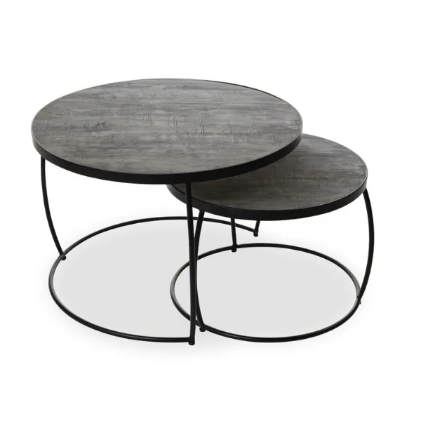 Lot de 2 tables basses Lars-bois de mango gris