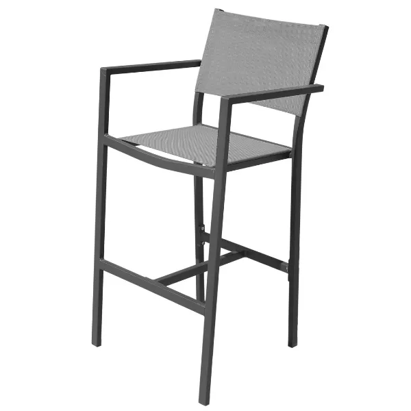 Tabouret de bar Arianne aluminium et textilène - anthracite/gris argenté