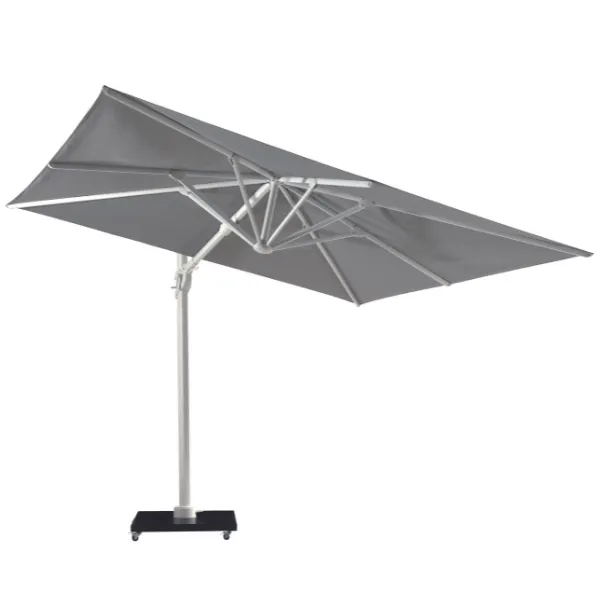 Parasol Bryce 300x300cm avec base - blanc/gris