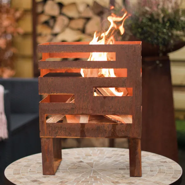 Brasero Maylis 38x23x50cm acier - rouille