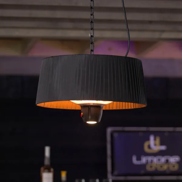 Chauffe-terrasse avec éclairage Alix 50cm pendant - noir