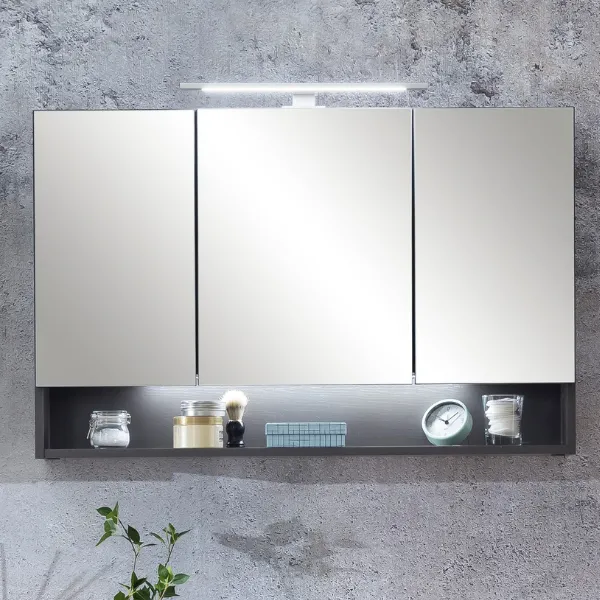 Armoire toilette Karan 100cm 3 portes avec éclairage - anthracite