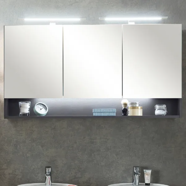 Armoire toilette Karan 120cm 3 portes avec éclairage - anthracite