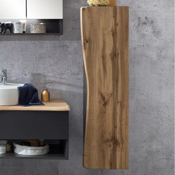 Armoire colonne Karan 37cm 1 porte - chêne/anthracite