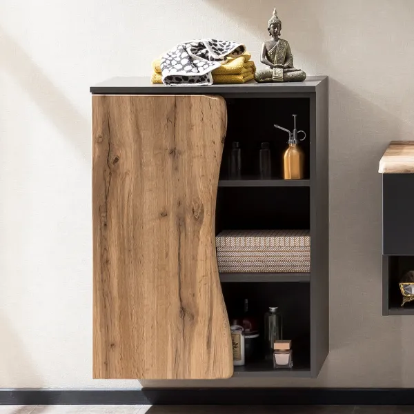 Armoire de toilette Karan 60cm 1 porte - chêne/anthracite