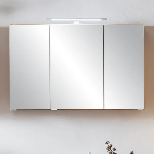 Armoire de toilette Vikas 100cm 3 portes avec éclairage - chêne