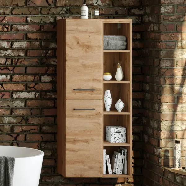 Armoire salle de bain Malvo 55cm 2 portes - chêne