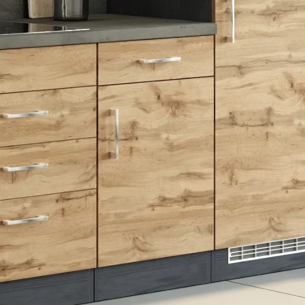 Armoire de cuisine Sorrella 50cm 1 porte & 1 tiroir - chêne/graphite