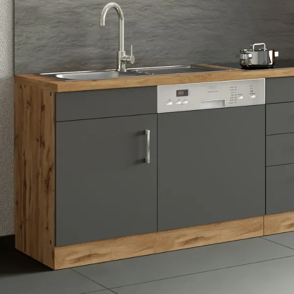 Sous-évier Sorrella 110cm pour lave-vaisselle 1 porte - anthracite/chêne