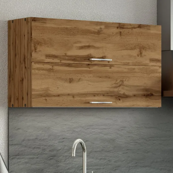 Armoire de cuisine Sorrella 100cm avec 2 portes pliantes - chêne