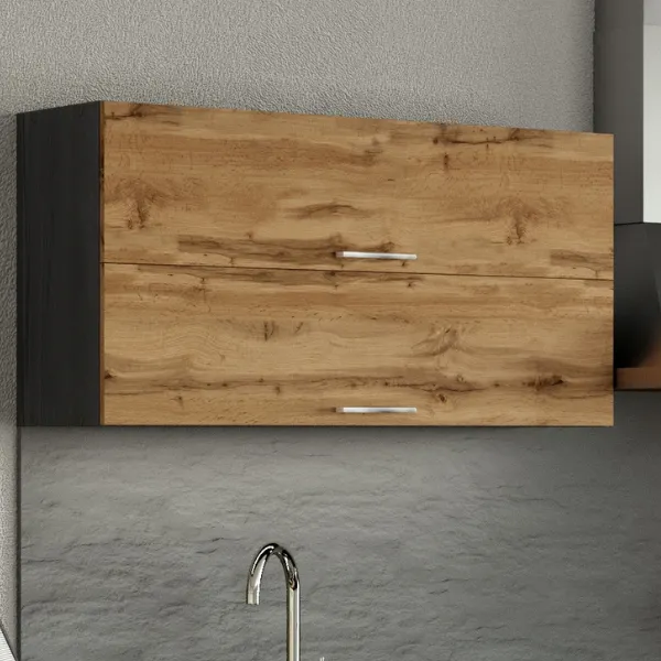 Armoire de cuisine Sorrella 110cm avec 2 portes pliantes - chêne/graphite