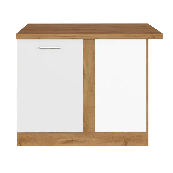 Armoire d'angle Sorrella 110cm 1 porte - blanc/chêne