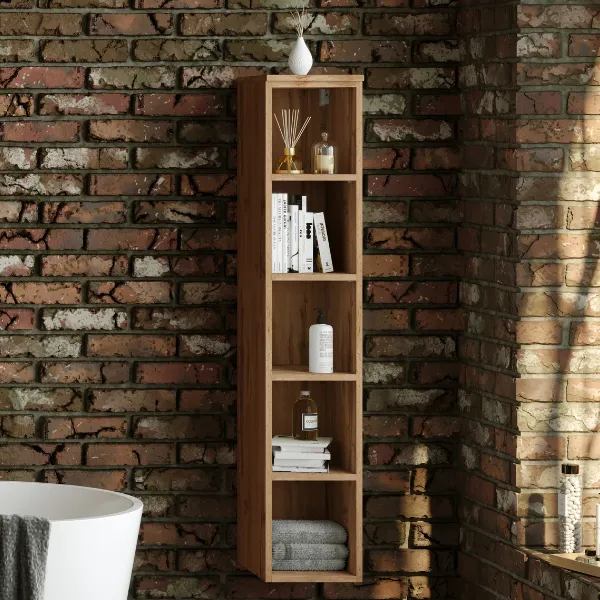 Armoire salle de bain ouverte Malvo 25cm 4 étagères - chêne