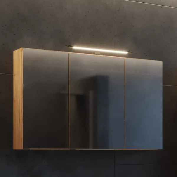 Armoire de toilette Malvo 100cm 3 portes avec éclairage - chêne