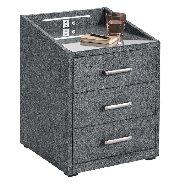 Table de chevet Tivoli avec éclairage & porte USB - anthracite