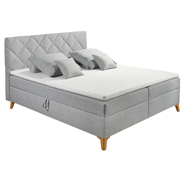 Lit boxspring Redford 160x200cm avec espace de rangement - gris
