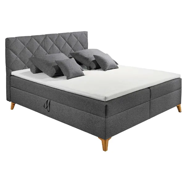 Lit boxspring Redford 160x200cm avec espace de rangement - anthracite