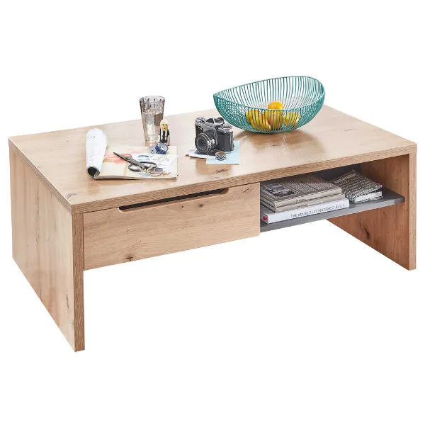 Table de salon Medina 110x65cm 2 tiroirs - chêne