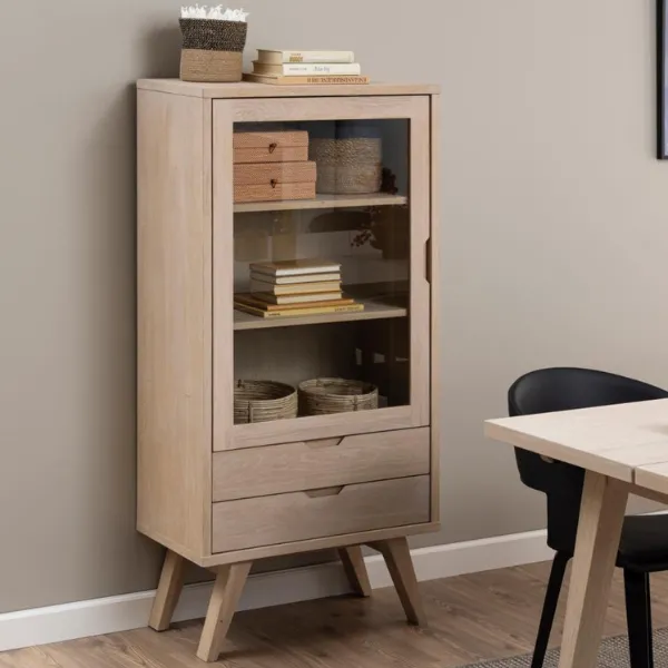 Vitrine Sieg 72x36x145 - chêne et placage de chêne