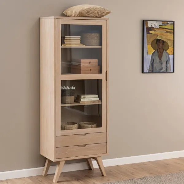 Vitrine Sieg 72x42x190 - chêne et placage chêne