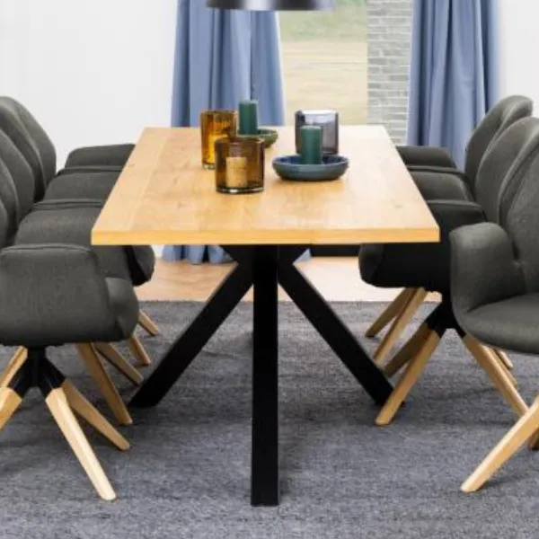 Table de salle à manger Heaven 220x90 cm - chêne/ noir