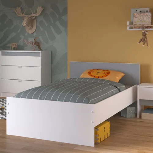 Lit Rue 90x190 - blanc/gris ou blanc/rose