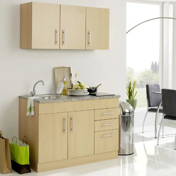 Kitchenette Toto 120cm avec plaque de cuisson - hêtre/marbre